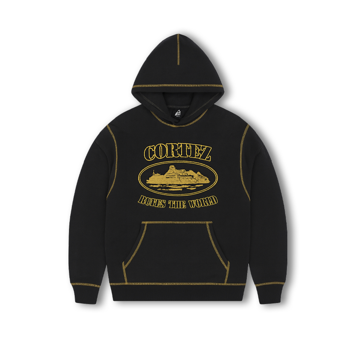 トップス corteiz Corteiz “Rules the World” Hoodie – Black/Gold Stitch - Urban