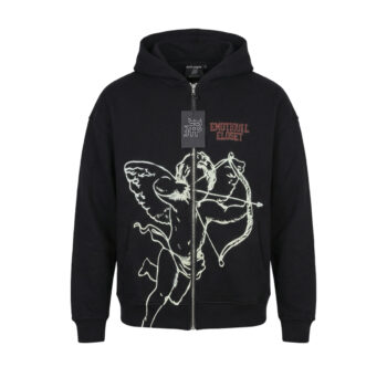 Mixed Emotion Cupid Graphic Zip Hoodie “Black”