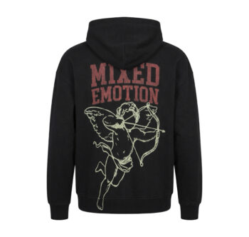 Mixed Emotion Cupid Graphic Zip Hoodie “Black”